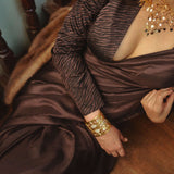 Handwoven Espresso Brown Silk Saree
