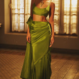 Handwoven Pear Green Silk Saree