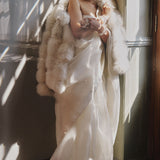 Handwoven Porcelain white Organza Saree