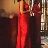 Handwoven Scarlet Silk Saree