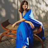Handwoven Ultramarine Blue Silk Saree