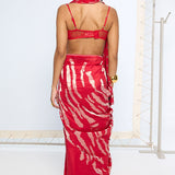 Handwoven Red Rose Gold Zari Saree