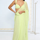 Lime Green Brooch Saree