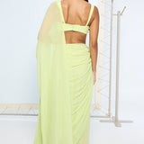 Lime Green Brooch Saree