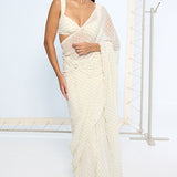 White Polka Dotted Saree