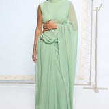 Pale Green Brooch Saree