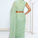 Pale Green Brooch Saree