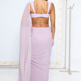 Lavender Polka Dotted Saree