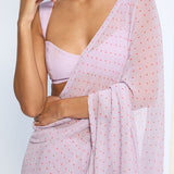 Lavender Polka Dotted Saree