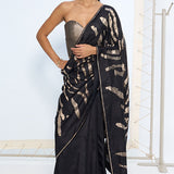 Handwoven Noir & Silver Silk Saree