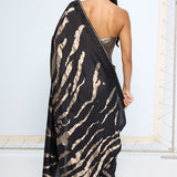 Handwoven Noir & Silver Silk Saree