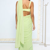 Lime Green Polka Dotted Saree