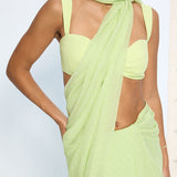 Lime Green Polka Dotted Saree