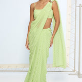 Mint Green Polka Dotted Saree
