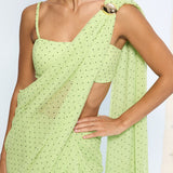 Mint Green Polka Dotted Saree