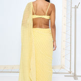 Butter Yellow Polka Dotted Saree