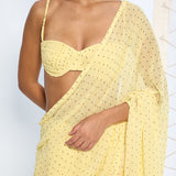 Butter Yellow Polka Dotted Saree