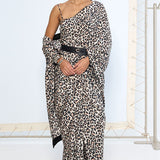 Black & White Leopard Print Saree
