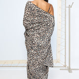 Black & White Leopard Print Saree