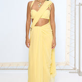 Yellow Brooch Saree