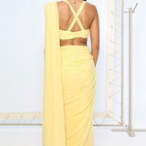 Yellow Brooch Saree