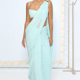 Ice Blue Movable Brooch Saree