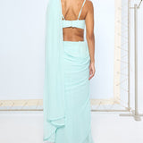 Ice Blue Movable Brooch Saree