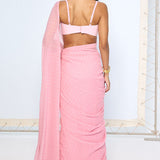 Strawberry Pink Polka Dotted Saree
