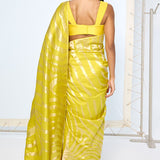 Handwoven Citrine Yellow Silk Saree