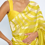 Handwoven Citrine Yellow Silk Saree
