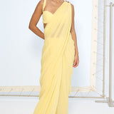 Soft Yellow Movable Brooch Saree