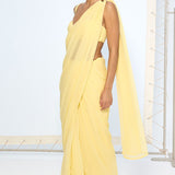 Soft Yellow Movable Brooch Saree