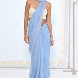 Blue Polka Dotted Saree