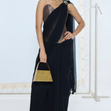 Midnight Black Movable Brooch Saree