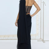 Midnight Black Movable Brooch Saree
