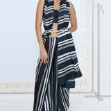 Black & White Stripe Saree