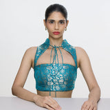 Handwoven Coral Blue Blouse