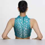 Handwoven Coral Blue Blouse