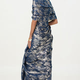Ekaya Handwoven Navy Blue Tissue Saree