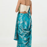 Ekaya Handwoven Turquoise Blue Tissue Saree