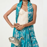 Ekaya Handwoven Turquoise Blue Tissue Saree