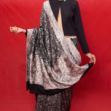 Handwoven Black Chiffon Embossed Saree