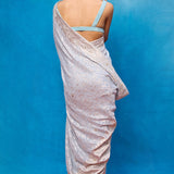 Handwoven Blue Chiffon Embossed Saree