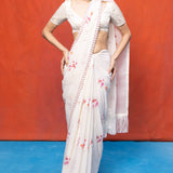 Handwoven Ivory Chiffon Banarasi Saree