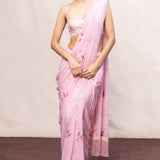 Handwoven Pink Chiffon Banarasi Saree