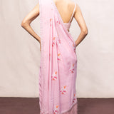Handwoven Pink Chiffon Banarasi Saree