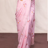 Handwoven Pink Chiffon Banarasi Saree