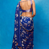 Handwoven Blue Chiffon Banarasi Saree