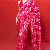 Handwoven Fuchsia Chiffon Banarasi Saree