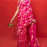 Handwoven Fuchsia Chiffon Banarasi Saree